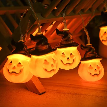 1,5 м 10Led Гирлянда для Хэллоуина с шариками для глаз в виде тыквенного черепа, Призрачный праздничный фонарь для вечеринки, трюк или Угощение, Декор на День Хэллоуина