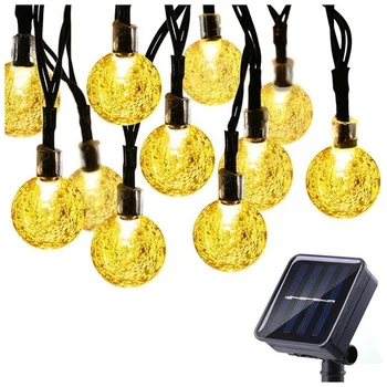 1 комплект 8 режимов солнечных лампочек, хрустальный шар, светодиодные гирлянды длиной 5 м, черно-белые для украшения Рождественской вечеринки на открытом воздухе
