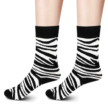 1 пара носков для голени с рисунком зебры, хлопковые носки для мужчин