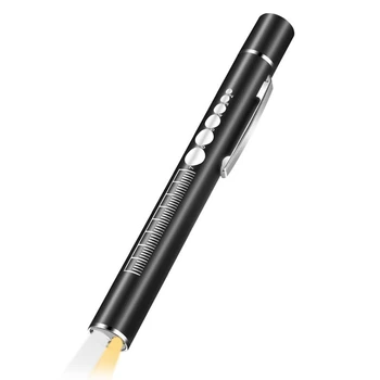 1 ШТ USB Перезаряжаемый-удобная ручка, черный мини-фонарик для ухода за больными, карманный светодиодный фонарик