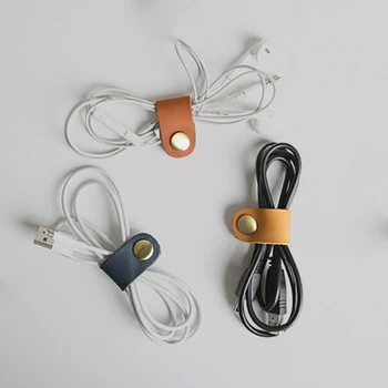 1 шт Кожаный Провод для наушников, USB-кабель, Органайзер для намотки шнура, Зажимы для хранения проводов, Органайзер для управления шнуром мыши для наушников