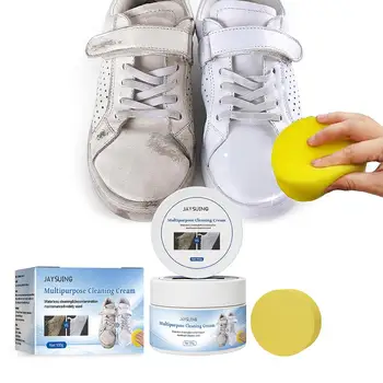 100 г Многофункционального крема для чистки белой обуви с губкой для удаления пятен, спортивной салфетки для ухода за обувью J8H2