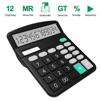 12-значный настольный калькулятор с большим экраном, Двойная батарея, Домашний офис, Школьные Калькуляторы, Инструменты финансового учета Оптом