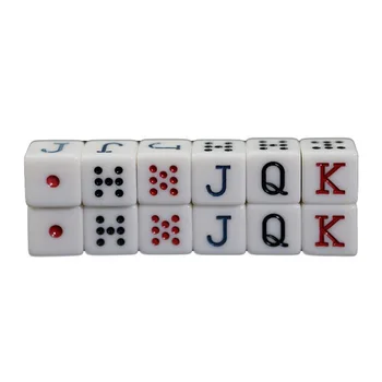 12 шт./компл. Новый товар для внешней торговли Квадратные угловые белые акриловые кости для покера цвета JQK 1,6 см