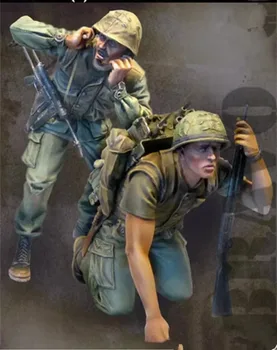 135 Масштабная фигурка солдата Вьетнамской войны армии США из смолы на 2 персоны, собранная модель, комплект в разобранном виде, неокрашенная игрушечная диорама 