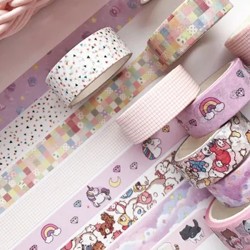 18 Дизайнов 1 рулон Клейкой ленты Washi Kawaii Cartoon Tape Cute DIY Decoration Для Скрапбукинга Стационарные Школьные принадлежности 5 м