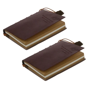 2 Изящных классических винтажных блокнота в кожаном переплете с чистыми страницами для дневника.