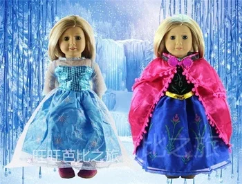 2 комплекта кукольной одежды 45 см для 18-дюймовой американской девочки, платье принцессы Эльзы и Анны ручной работы, подарок для детей