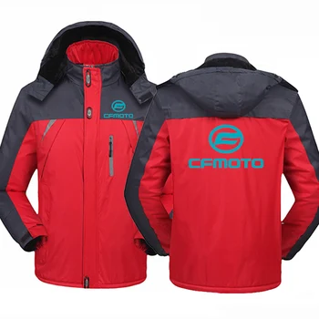 2023 Зима Cfmoto Повседневное Утолщенное пальто в стиле пэчворк с капюшоном и принтом логотипа, Уличная Ветрозащитная Теплая куртка-ветровка для предотвращения простуды