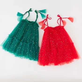 2023 Платье-слинг для девочек из тюля Супер Сказочной принцессы для малышей, детское платье для торта с блестками, детское Сетчатое Пышное Праздничное платье на День рождения