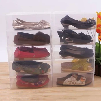 20шт детский/женский/мужской Прозрачный Пластиковый Футляр для хранения Бытовой Органайзер для обуви, Штабелируемая Аккуратная коробка