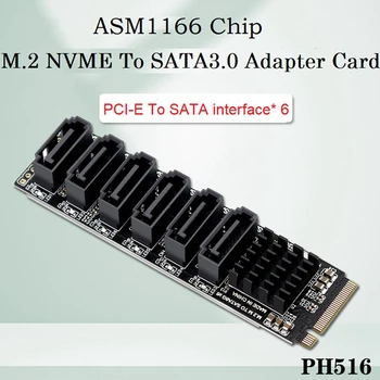 2X PCIE-SATA 6Gpbsx6-портовая карта расширения + кабель SATA M.2 MKEY PCI-E Riser Card M.2 NVME-SATA3.0 Поддержка ASM1166 PM