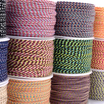 2мм 10М трех-цвет четырех-Прядный плетеный хлопок тканые веревки вить линию украшений DIY ручной веревка шнур ожерелье висит шнур