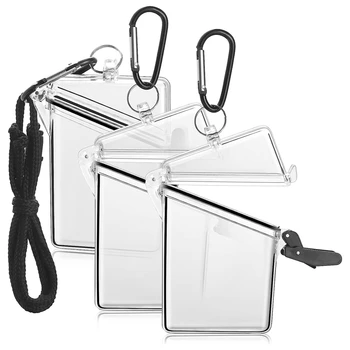 3 упаковки прозрачных карточек с ремешком, прозрачных водонепроницаемых карточек-держателей, ремешков для удостоверений личности и ключей