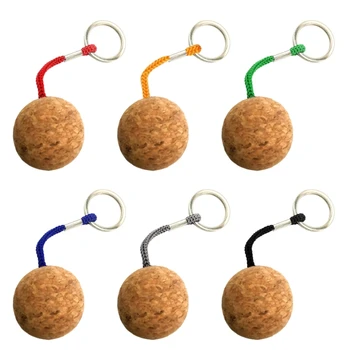 35-миллиметровые кольца для ключей с деревянными шариками, плавающая цепочка для ключей с деревянными шариками для занятий водными видами спорта