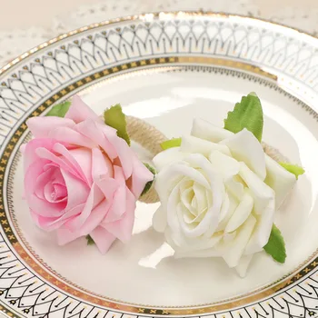 4 Шт Кольцо для салфеток с розами Свадебный Искусственный Цветок Шелковые Пионы Вечеринка за обеденным столом Для Свадебной вечеринки Украшение обеденного стола