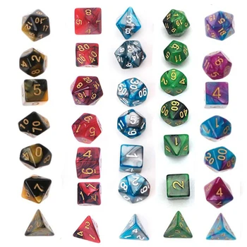 49 Шт Разноцветных Кубиков из Смолы в Ассортименте с Чехлом для DND RPG MTG Game Toys D4 D6 D8 D10 D% D12 D20 Прямая Поставка