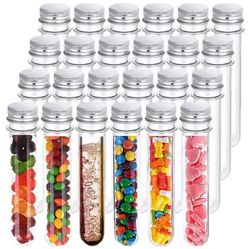 50 шт./лот, пластиковые пробирки объемом 40 мл, прозрачные контейнеры для хранения конфет с завинчивающимися крышками