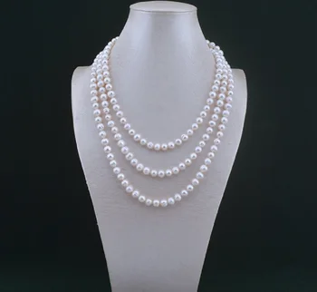 53-дюймовое великолепное круглое ожерелье из белого жемчуга AAA 9-10 мм Южно-Китайского моря из золота 14 карат