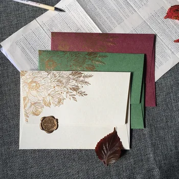 5шт сусального золота конверты Винтаж крафт-бумага блокноты для писем чехол Свадебная вечеринка события поставки корейской школы канцелярские 