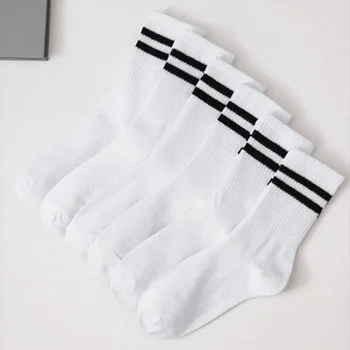 6 Пар женских носков средней длины, однотонные осенне-зимние дышащие Удобные спортивные мужские и женские носки, впитывающие пот