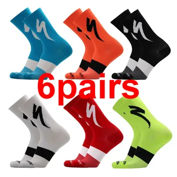 6 Пар мужских носков, дышащие велосипедные кальцетины, специализированные носки, велосипедные MTB, компрессионные, баскетбольные, футбольные, пешие носки.