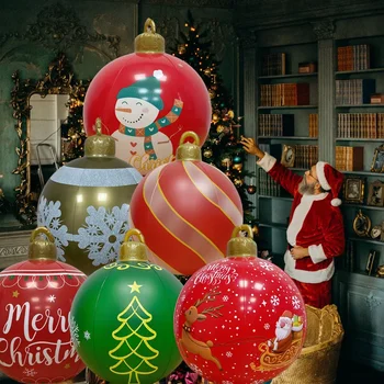 60 см Открытый Рождественский Надувной Шар из ПВХ, Гигантские Большие Шары, Елочные украшения, Игрушечный шар без света
