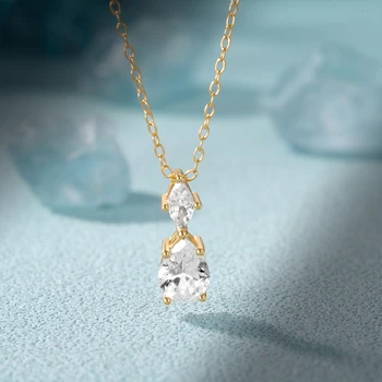 AIDE Ожерелье из стерлингового серебра 925 пробы с геометрическим Цирконом, Ожерелья золотисто-серебристого цвета Для Женщин, Свадебные украшения Collier Femme