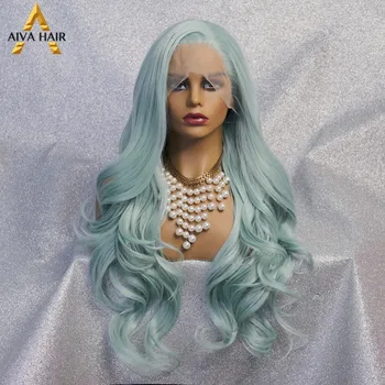 Aiva Серебряный синтетический парик на кружеве 13x4, Термостойкий, Омбре, Имбирно-зеленый, синтетический парик на кружеве, ярко-розовые парики для косплея для женщин