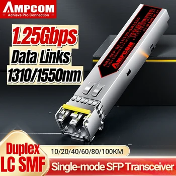 AMPCOM LC SFP BIDI 1.25G 1310/1550 нм (1550/1310 нм) DDM 10 км/20 км/40 КМ/60 км/80 км/100 км Волоконно-оптический модуль приемопередатчика