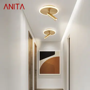ANITA Nordic Латунные Светильники для потолка LED Modern Simplicity Золотые Поворотные Точечные Светильники для домашнего Декора Крыльца и Прохода