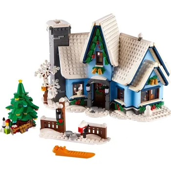 Aoger Santas Visit 10293, Набор строительных блоков, подарки, Зимняя железнодорожная станция, Рождественский подарок, Кирпичи, игрушки для детей