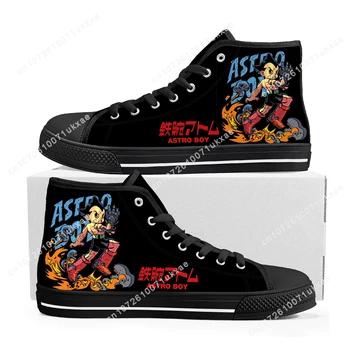 Astro Boy Высокие Кроссовки Мужские Женские Подростковые Высокого Качества Tetsuwan Atomu Парусиновые Кроссовки пара Повседневная Обувь Индивидуальная Обувь