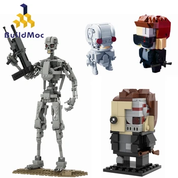 Buildmoc, робот-терминатор T-800, Скелет, модель Brickhead, Строительный блок, Фигурки, Механические кирпичи, Игрушки для детей, подарки