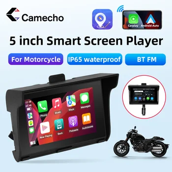 Camecho 5-дюймовый смарт-плеер с сенсорным экраном IP65 Водонепроницаемый Поддерживает беспроводной автомобильный мультимедийный плеер Carplay / Auto AirPlay Bluetooth