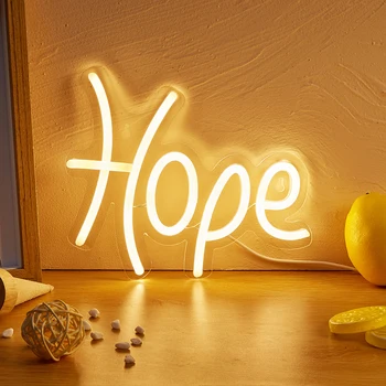 Chi-buy Hope Светодиодная неоновая вывеска с питанием от USB, неоновые вывески, ночник, 3D Настенное искусство и игровая комната, спальня, декор для гостиной, Вывески для ламп