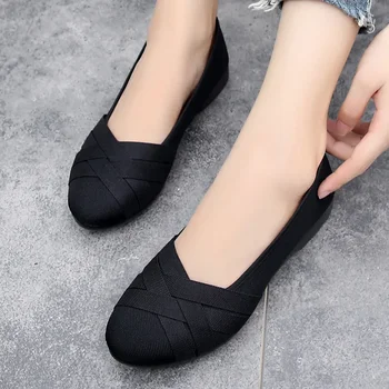 Cresfimix zapatos de mujer / женские милые удобные рабочие туфли на танкетке с легким весом, женские повседневные танцевальные туфли из черной ткани c3130