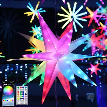 Dia60CM RGBIC Smart Explosion Star Fairy Light Bluetooth APP Фейерверк, Рождественская гирлянда Starburst Light для праздничного декора