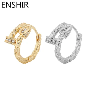 ENSHIR Серьги-кольца с неровной шероховатой поверхностью из циркона для ногтей для женщин, Нишевые серьги для девочек, ювелирные изделия для помолвки, подарки
