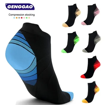 GENGGAO, 1 Пара компрессионных носков для бега, женские, мужские, спортивные Носки на лодыжках с низким вырезом и супинатором
