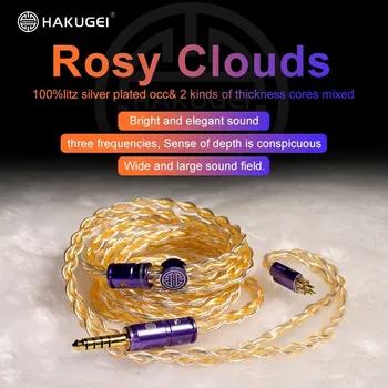 HAKUGEI Rosy Clouds Литц Посеребренные Наушники Обновление Кабеля Наушников Diy Hifi Линия Гарнитуры 0.78 MMCX QDC 