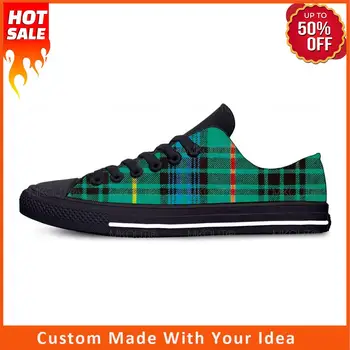 Hot Hunting Stewart Scottish Tartan Plaid Модная повседневная тканевая обувь с высоким берцем Легкие Дышащие Мужские И женские кроссовки с 3D принтом