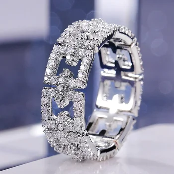 Huitan Стильные Блестящие Женские Обручальные кольца С полным покрытием Из блестящего CZ Promise Love Ring Универсальные ювелирные изделия высокого качества