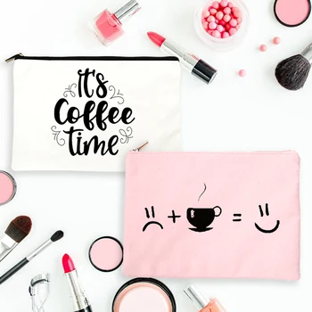 It Is Coffee Time Женские парусиновые косметички, сумки, модный чехол для макияжа, сумочка, органайзер для хранения губной помады, женский подарок