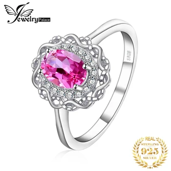JewelryPalace Infinity, Подлинный Овальный Розовый Топаз из стерлингового серебра 925 пробы, Кольцо Halo для женщины, Ювелирный подарок на годовщину