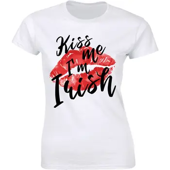 Kiss Me I'm Irish - Забавная футболка На День Святого Патрика, Женская футболка Премиум-класса В Подарок