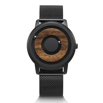 LIGE Минималистичная новинка, деревянный циферблат, магнитный ремень, модные мужские часы для пар из натурального леса, 2024 г.