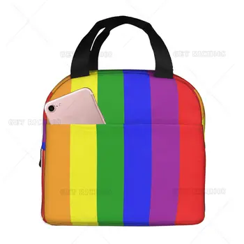 Love Rainbow Lbgt Lunch Bag Красочная Полосатая Сумка для Ланча Маленькая для Мужчин Женщин Пикник На Открытом Воздухе Работа Школьный Ланч-Бокс Сумка Изолированная
