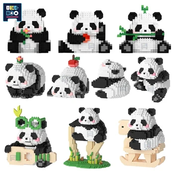 MOC Cute Panda Friends Идеи микро Строительных блоков Мультяшные Животные Модель Мини Кирпичи Город Строительные Игрушки для детей Подарки