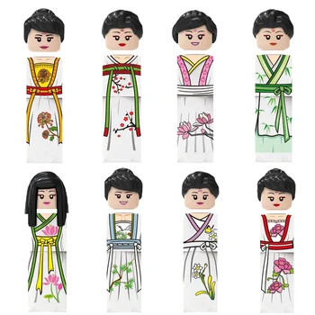 MOC Китайская одежда древней Династии Хань, фигурки для девочек, строительные блоки, Кирпичи, подарки, игрушки для мальчиков и девочек, дети